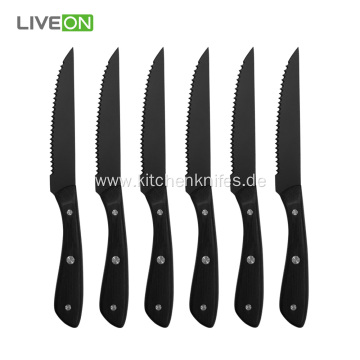 Black Oxide Stainless Steel Serrated Steak Knives